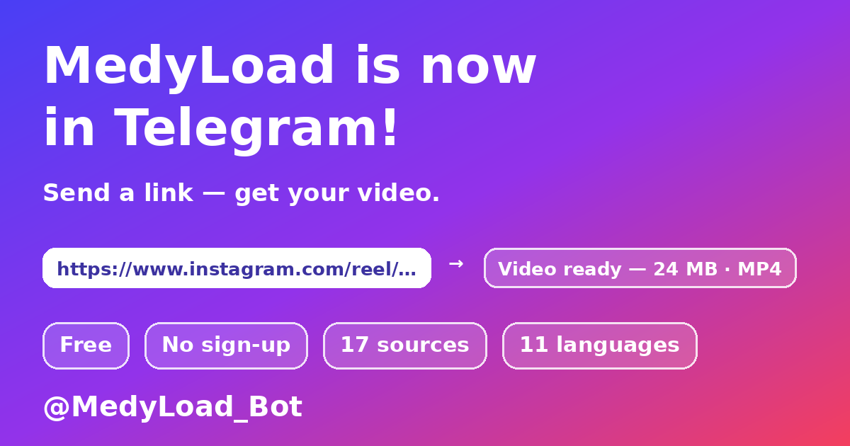 MedyLoad — ვიდეოს ჩამოტვირთვა Telegram ბოტის მეშვეობით